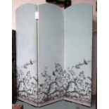 A contemporary Timorous Beasties three fold room divider upholstered in one-off screen print black