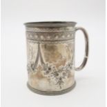 A late Victorian silver christening mug, by Thomas Bradbury & Son, Sheffield 1898, of cylindrical