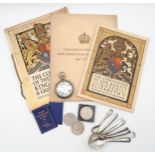 Mixed collectables to include a pocket watch by H. Williamson Ltd., London, housed in a military-