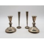 A pair of silver candlesticks, by Parkin Silversmiths Ltd, Birmingham, 1979 (bases loaded) and a