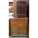 A lot comprising 20th century mahogany chest with two drawers over pair of cabinet doors, 89cm