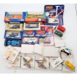 Assorted boxed model vehicles, to include Lledo, Corgi and Tonka Polistil aviation examples