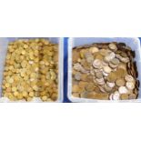 Victoria, Edward VII, George V, Edward VIII George VI,  penny, half penny coins together with a