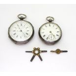 A silver cased Centre Seconds Chronograph pocket watch Chester hallmarks for 1879, and a further