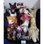 A collection of cat figures and other items Condition Report:No condition report available.