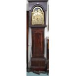 A 19th century brass faced longcase clock marked Clifton Liverpool, with moon dial over main dial