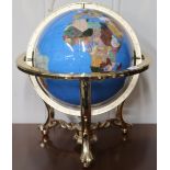 A 20th century brass framed stone inlaid countertop globe Condition Report:Available upon request