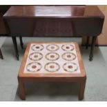 A lot comprising G Plan style tile top coffee table, 37cm high x 71cm wide x 71cm deep and a drop