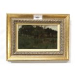 POSSIBLY WILLIAM HEATH WILSON Landscape, monogrammed, oil on board, 11 x 18cm Condition Report: