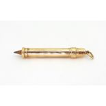 A 9ct gold propelling pencil with Chester hallmarks for 1919, made by E. Baker & Son, Birmingham,