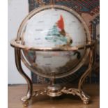 A 20th century brass framed stone inlaid countertop globe  Condition Report:Available upon request