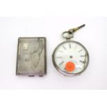 A silver cased open face pocket watch hallmarked Birmingham 1882 (af) together with a small