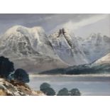 EDWIN GREIG HALL Three Skye mountainous winter landscapes, signed, watercolour, 36 x 49cm (3)