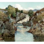 ALEXANDER P. THOMSON (SCOTTISH 1887-1962) Falls on the river Bran, watercolour, signed lower left,