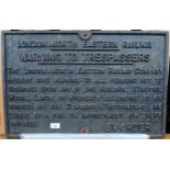 A cast iron London North Eastern Railway anti-trespass sign, 43cm high x 67cm wide  Condition