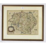 Janssonius, Jon Provincia Ultoniae: the Province of Ulster 17th century engraved map, removed from a