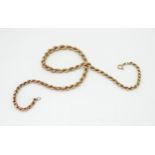 A 9ct gold tapered rope chain length 43cm, weight 11.7gms Condition Report:Available upon request