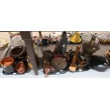 A collection of African figures in wood and resin, brown glazed pottery etc Condition Report:No
