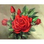 ARTHUR HEYDEN, Red Roses, oil on canvas and a various lot comprising watercolours, and prints (7)