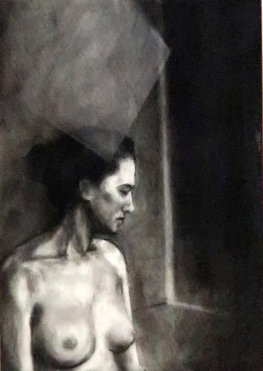 CONTEMPORARY SCHOOL DEEP THOUGHTS Charcoal, 56 x 39cm Condition Report:Available upon request