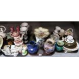 A collection of decorative ceramics and glass including a hand painted Rosenthal dish, Mdina glass