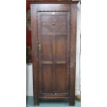 A 20th century oak single door hall robe, 183cm high x 84cm wide x 42cm deep Condition Report: