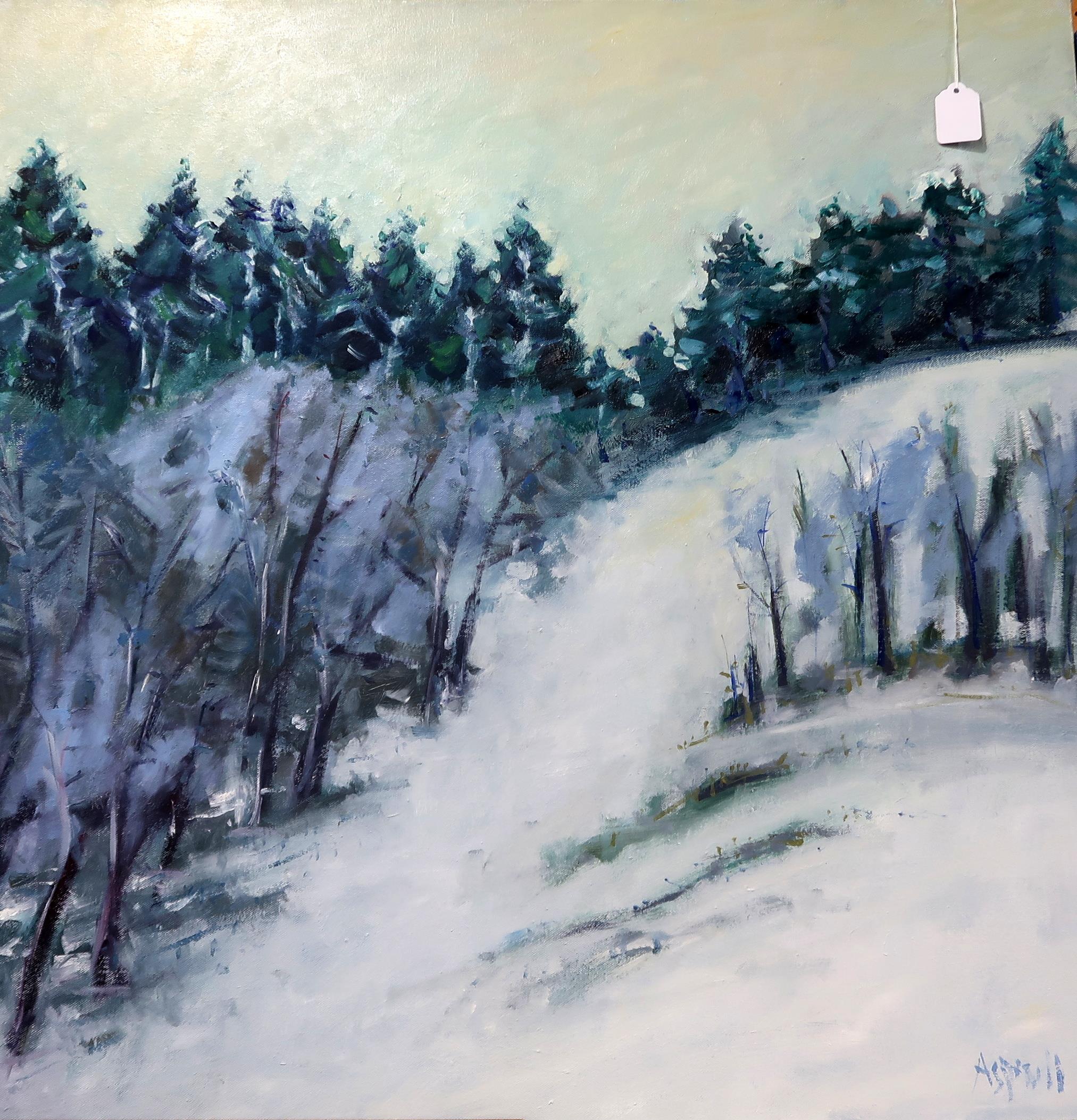 RUSSELL ASPINALL (BRITISH CONTEMPORARY) WINTER WOOD SCENE Oil on canvas, signed lower right, 80 x - Image 3 of 4