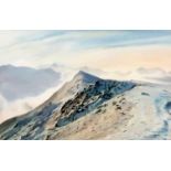 J. CAMPBELL Winter mountainous landscape, signed, watercolour,35 x 53cm Condition Report:Available