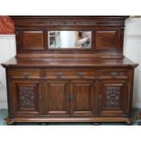 A late Victorian mahogany mirror backed sideboard, 167cm high x 206cm wide x 74cm deep Condition