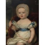 MANNER OF SIR FRANCIS GRANT Child holding a rattle, oil on canvas, 50 x 37cm Condition Report: