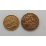 SOVEREIGN COIN George V 1913 7.95 grams, half sovereign coin Victoria 1895 4 grams (2) Condition