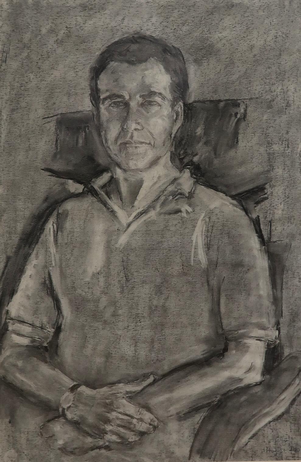 CONTEMPORARY SCHOOL  PORTRAIT OF A MAN Oil on canvas, 73 x 59cm Together with a study in black and - Image 3 of 5