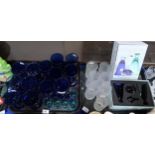 Blue glass tumblers and wine glasses, Whitefriars glasses etc Condition Report:No condition report