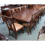 A 20th century American Bernhardt dining suite consisting extending dining table with two leaves