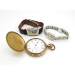 A gold plated Elgin pocket watch, a vintage Langendorf watch and a retro Limit watch  Condition