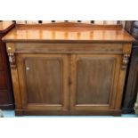 A Victorian mahogany sideboard with long single drawer over pair of cabinet doors on plinth base,