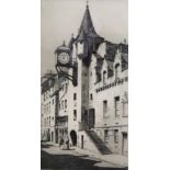 A.P.THOMSON Old Tolbooth, Canongate, Edinburgh, signed, etching, 32 x 17cm and another (2) Condition