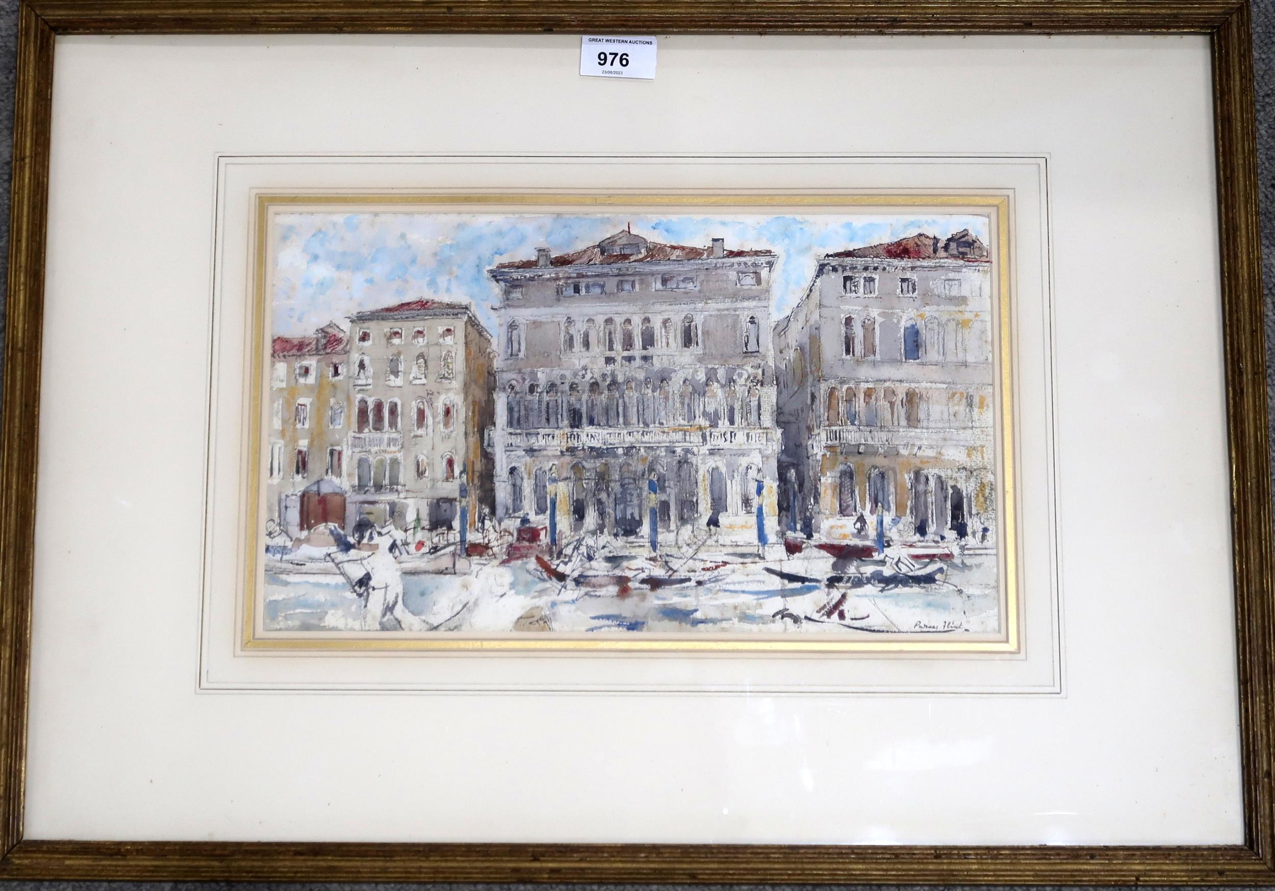 ROBERT PURVES FLINT (SCOTTISH 1883-1947) GRAN CANAL, VENICE Watercolour, signed lower right, 21 x - Image 2 of 3
