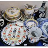 A collection of Quimper ware including jugs, plates, dishes etc Condition Report:No condition report