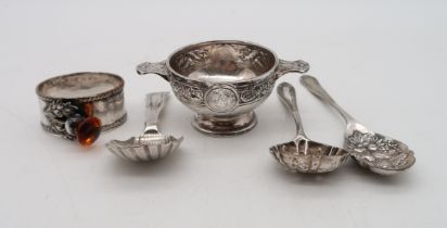 A Scottish silver quaich,  by L & Co Ltd (possibly Lawson & Co), Glasgow 1939, decorated with celtic