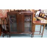 A lot comprising mahogany glazed display cabinet, 122cm high x 108cm wide x 33cm deep, two tier