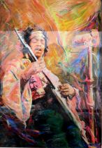 FRANK MCFADDEN (SCOTTISH b.1972) JIMI HENDRIX Oil on board, signed lower left, 58 x 41cm Condition