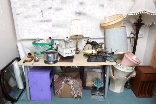 A large mixed lot to include ceramics, glass, wall mirrors lamp shades etc  Condition Report: