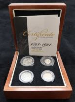 VICTORIA 1901 1/d 2/d 3/d 4/d A rare cased set of four silver Maundy pieces, the last Maundy set