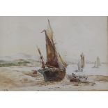 W.B. Three fishing scenes, watercolour, 13 x 19cm and another and two colour engravings(6) Condition