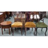 A mixed lot to include a set of three Victorian mahogany framed parlour chairs with carved shaped