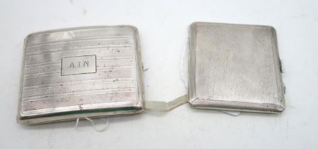 A George V silver cigarette case, by Walker & Hall, Sheffield 1924, with engine turned decoration,