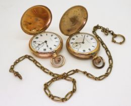 A gold plated The Angus pocket watch, together with a T. Russell & Co Liverpool, the case embossed