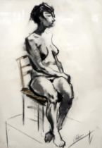 VALENTIN PETROV (RUSSIN b.1966) NUDE Pastel on paper, signed lower right 58 x 41cm Condition