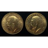GEORGE V sovereign coins 1912 8 grams and 1913 8 grams (2) Condition Report:Available upon request